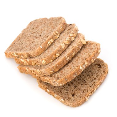 Healthy bran bread slices with rolled oats clipart