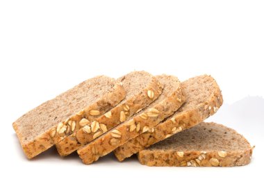 Healthy bran bread slices with rolled oats clipart