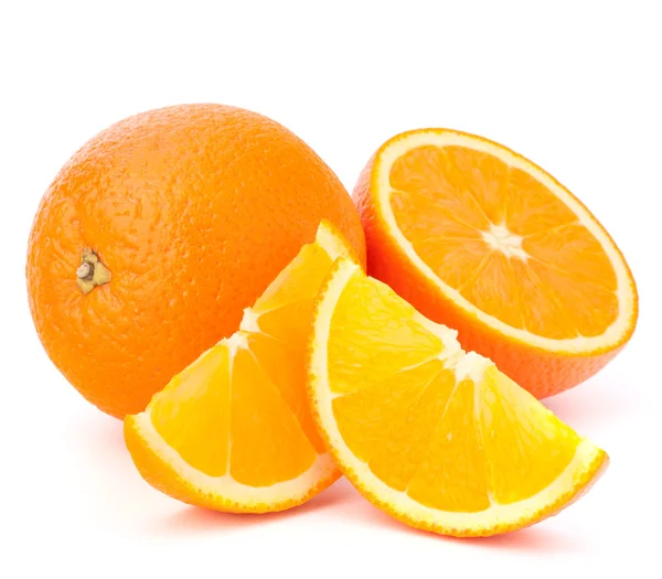 Cały pomarańczowy owoc i jego segmentów lub cantles — Zdjęcie stockowe