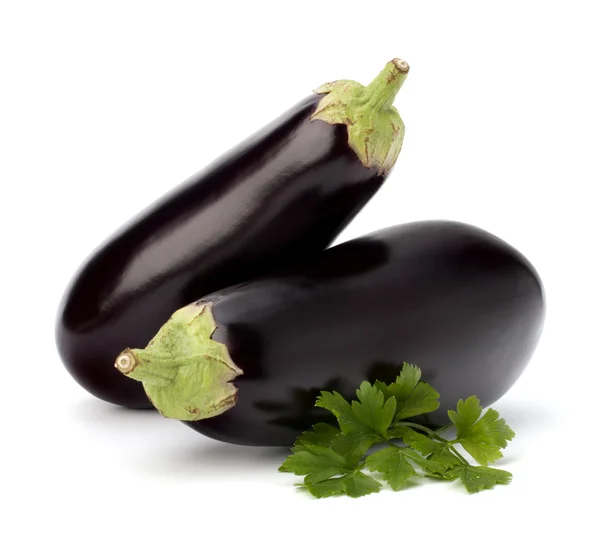 Aubergine eller aubergine och persilja blad — Stockfoto