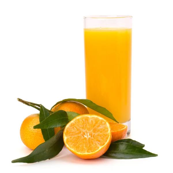 Tangerines and juice glass — Stock Photo, Image