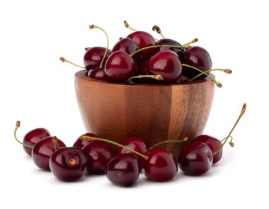 Cherry in wooden bowl clipart