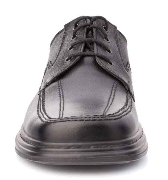Scarpa uomo nera lucida con lacci da scarpe — Foto Stock