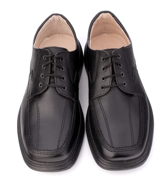 Zapatos de hombre negro brillante con cordones de zapatos —  Fotos de Stock