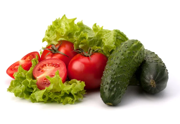 Salada de tomate, de pepino e de alface — Fotografia de Stock