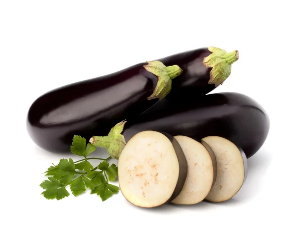 Aubergine of aubergine en peterselie blad — Stockfoto
