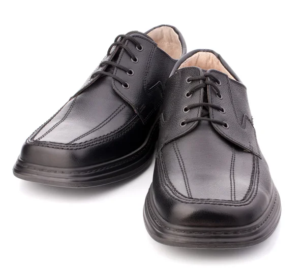 Lesklá černá mans boty s tkaničky — Stock fotografie