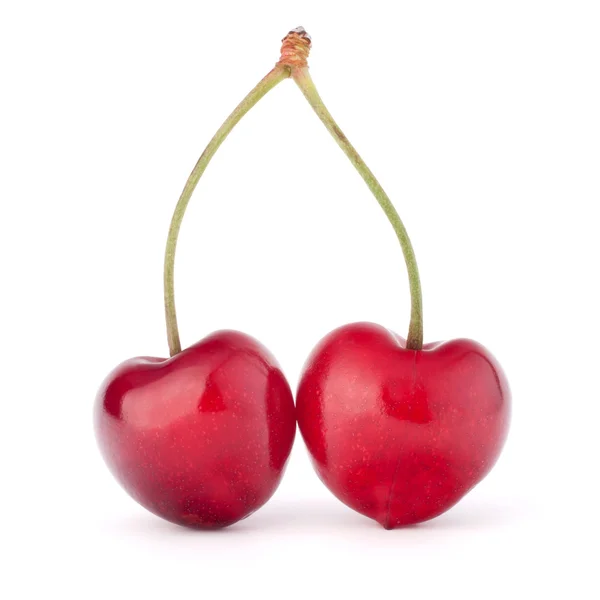 两个心形樱桃浆果 — 图库照片