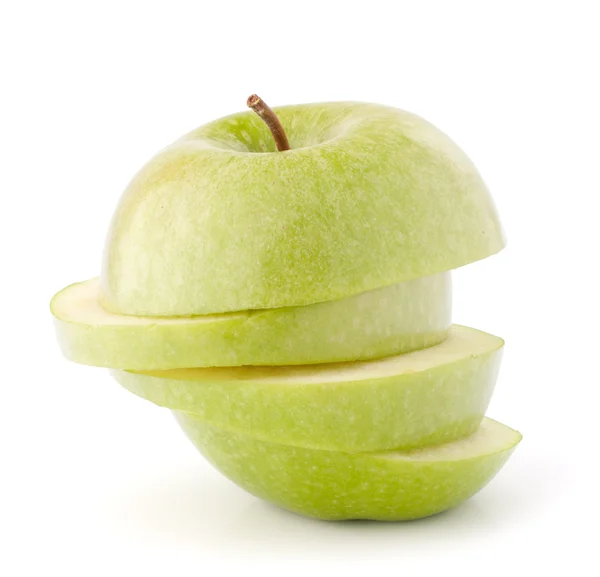 แอปเปิ้ลสีเขียวหั่นเป็นชิ้น — ภาพถ่ายสต็อก