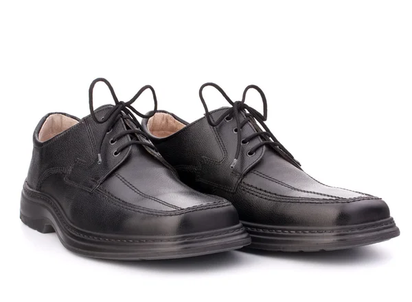 Siyah parlak ayakkabı ayakkabı bağcığı ile mans — Stok fotoğraf