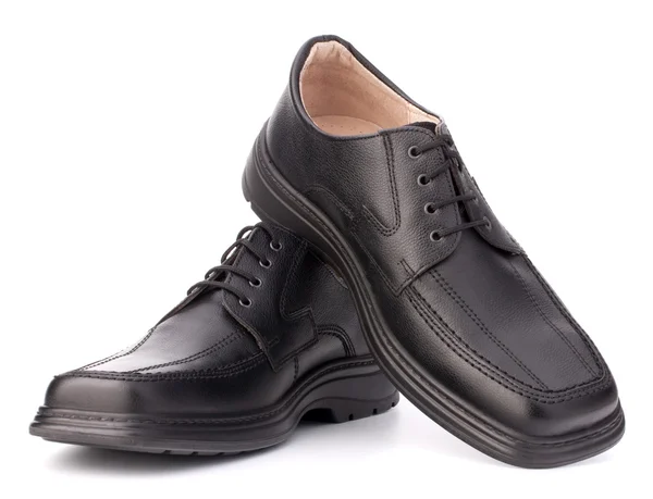 Fényes fekete mans cipő, cipőfűző — Stock Fotó