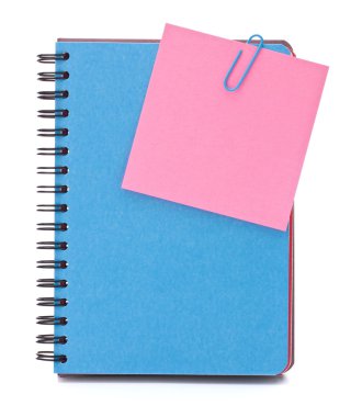 Blue notebook with notice papers clipart