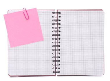 Blank checked notebook with notice paper clipart