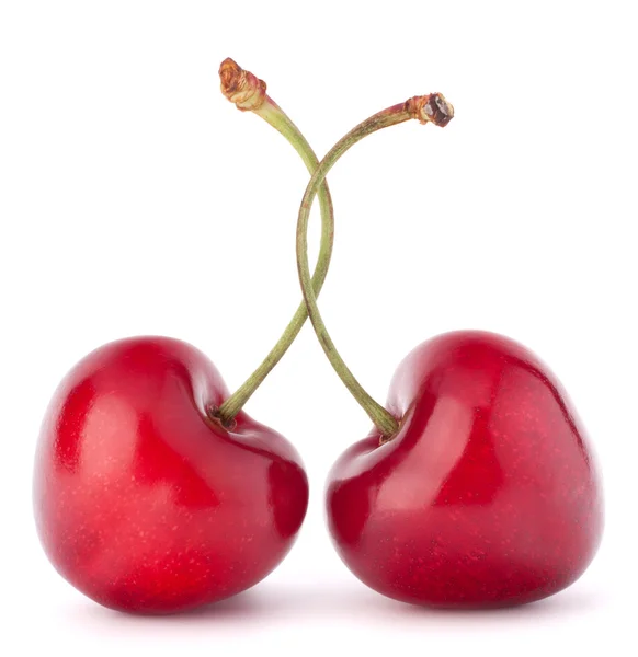 两个心形樱桃浆果 — 图库照片