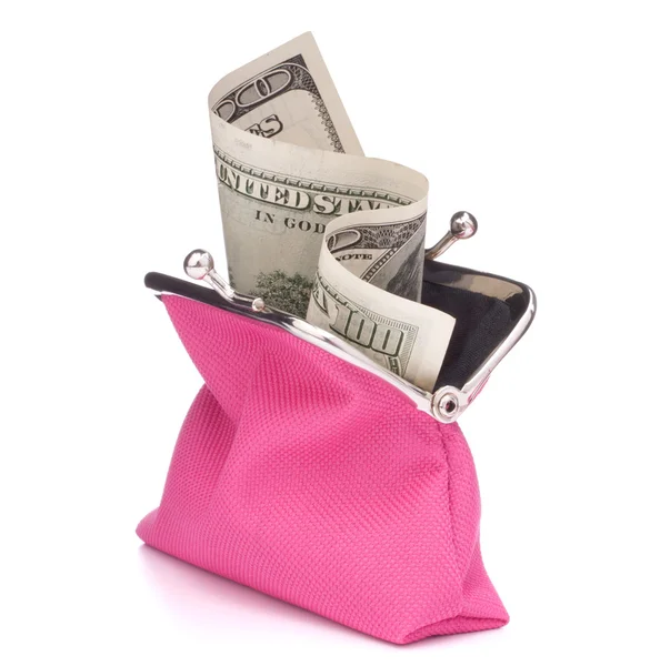 Purse with hundred dollar banknote — Stock Photo, Image