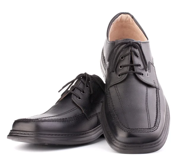 Zapatos de hombre negro brillante con cordones de zapatos —  Fotos de Stock
