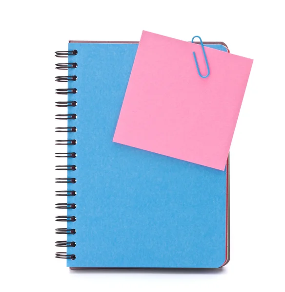 Cuaderno azul con papeles de aviso —  Fotos de Stock