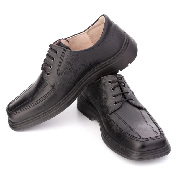 Sapatos homens brilhantes pretos com atacadores — Fotografia de Stock
