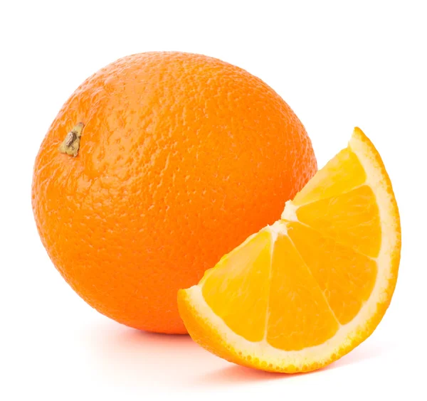 Cały pomarańczowy owoc i jego segmentu lub cantle — Zdjęcie stockowe