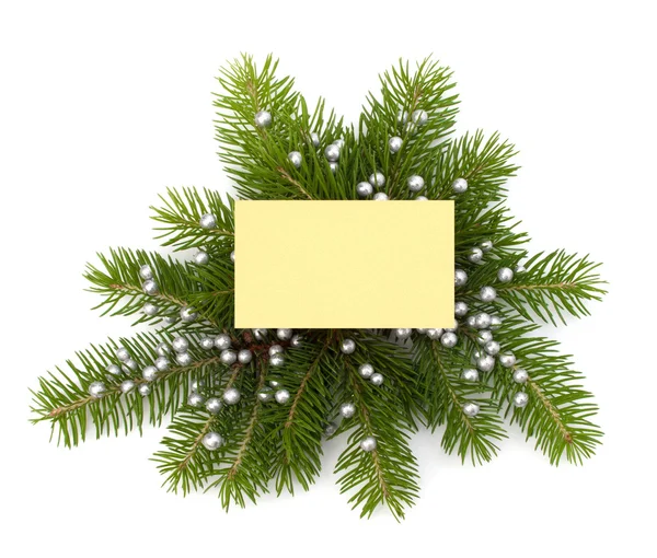 Рождественское украшение с поздравительной открыткой — стоковое фото