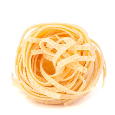 Italian pasta tagliatelle nest isolated on white background clipart