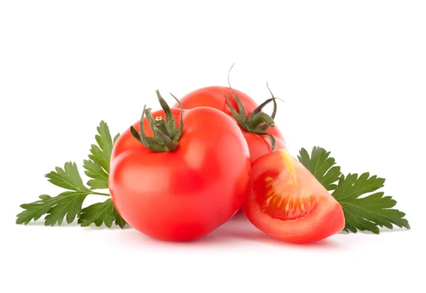 Tomatengemüse und Petersilienblätter Stillleben — Stockfoto