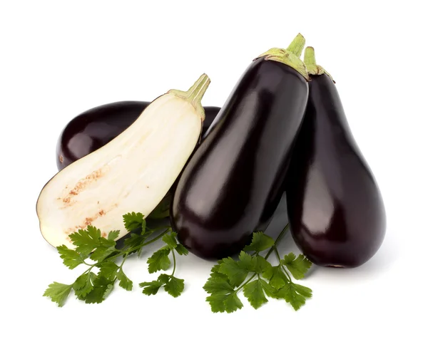 Aubergine of aubergine en peterselie blad — Stockfoto