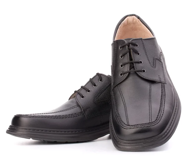 光沢のあるブラック ルマンの靴靴紐有り — ストック写真