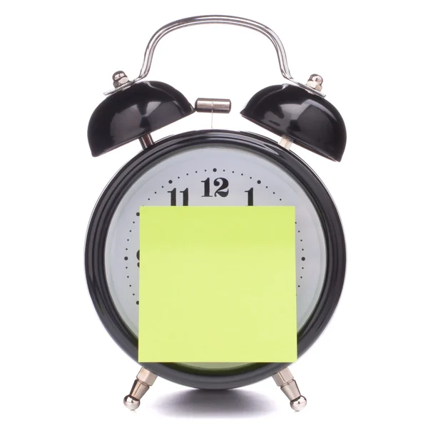 Reloj despertador con papel adhesivo —  Fotos de Stock