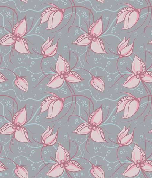Seamless pattern pink orchid flowers — Stock Vector