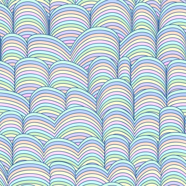 Colorful Seamless Abstract Hand-drawn Pattern, Waves Background clipart