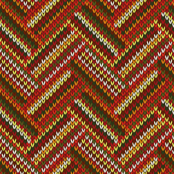 Style sans couture rouge orange vert blanc brun couleur tricoté Patter — Image vectorielle