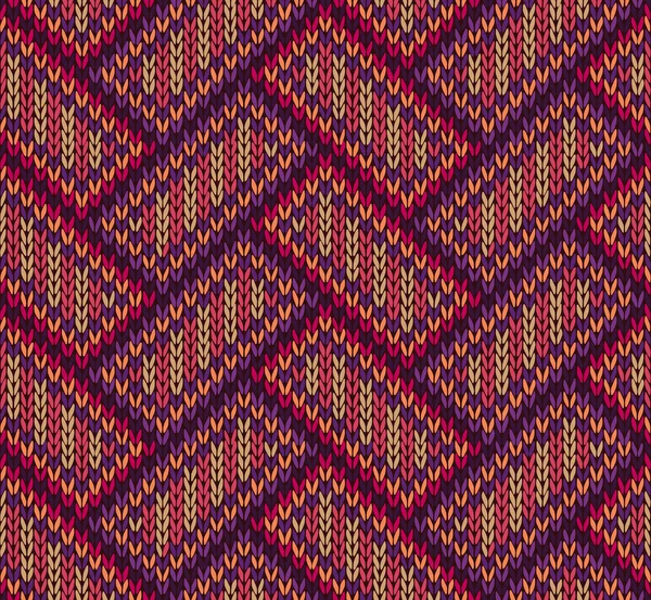 风格无缝棕红色黄色彩色针织的图案 — 图库矢量图片
