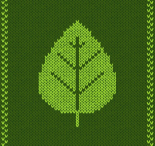 stock vector Green Leaf Style Knitted Pattern