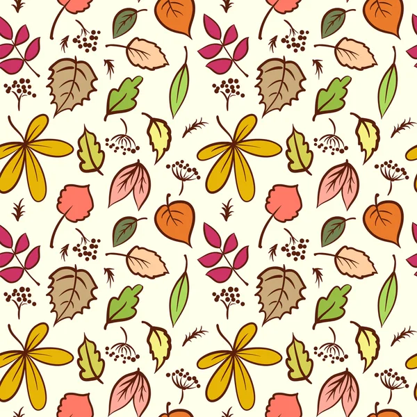 Varrat nélküli őszi levelek mintázat. Vector háttér — Stock Vector