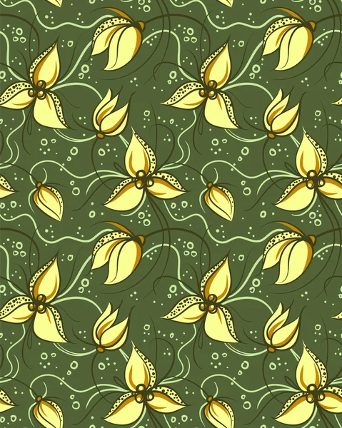 无缝模式与风格化的兰花花 — 图库矢量图片