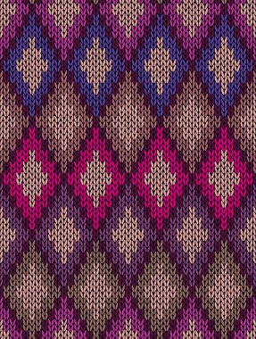 Knit woolen seamless jacquard ornament texture. Fabric color tra clipart