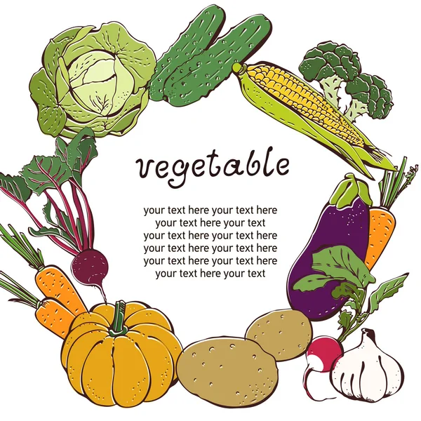 Vegetable background with text frame — Stock Vector