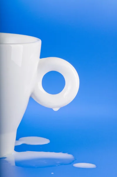 Part of white big cup with milk — Stock Photo, Image