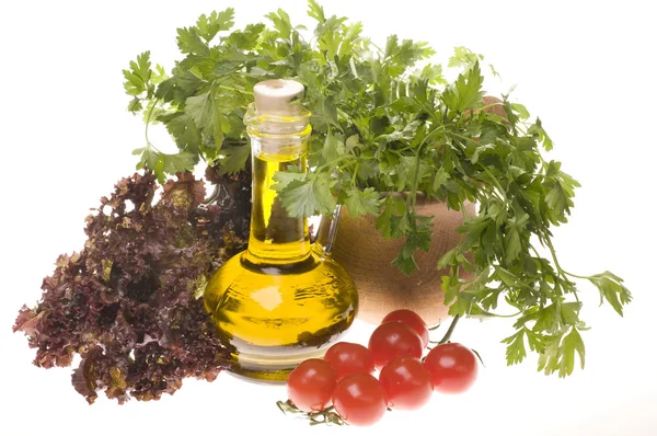 Jedzenie makro z oliwy z oliwek i warzyw — Zdjęcie stockowe