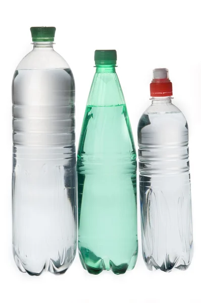 Groep van minerale soda waterflessen — Stockfoto