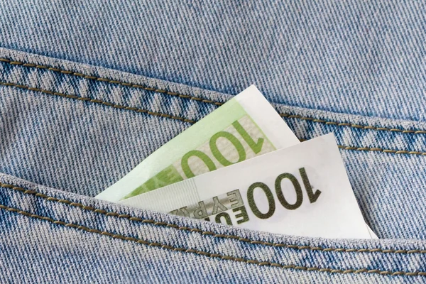 Euro in a pocket — Stock Photo, Image