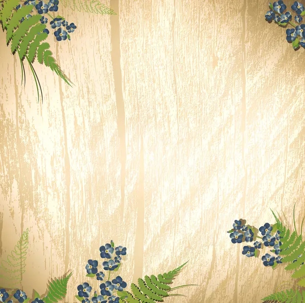Holz Hintergrund mit Blumen — Stockvektor