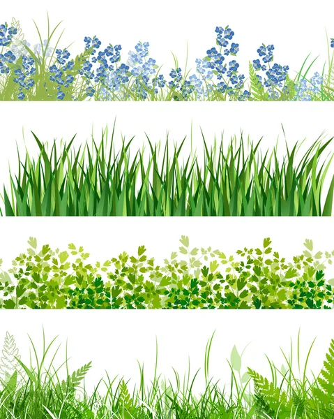 Πράσινο γρασίδι floral πανό — Διανυσματικό Αρχείο