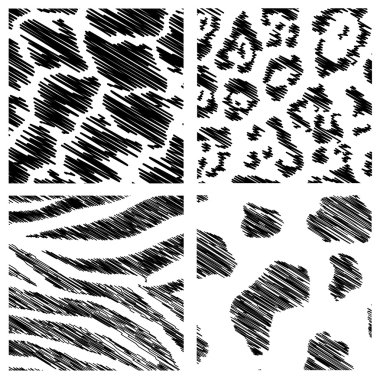 Wild animal abstract backgrounds set clipart