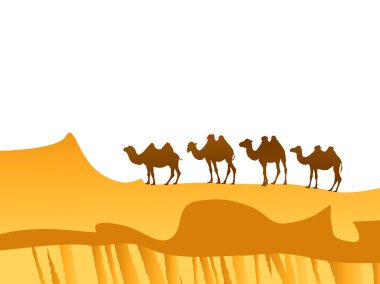 Camels in the desert clipart