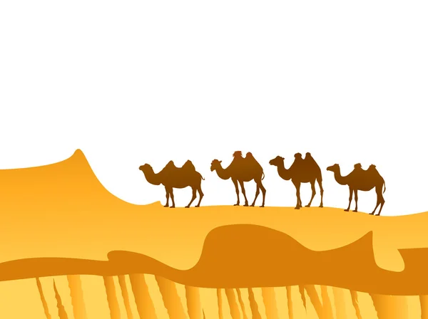 Camelos no deserto — Vetor de Stock