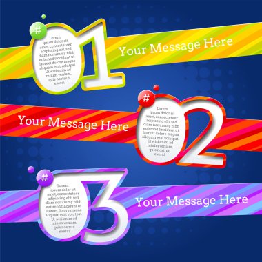 Modern vector design templates with numbers and striped banners clipart