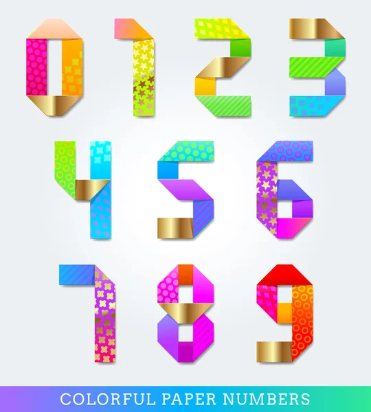 Números de papel decorativo vetorial colorido — Vetor de Stock