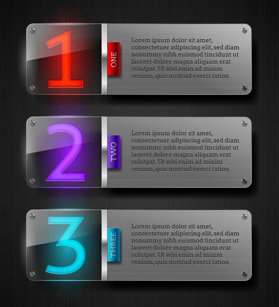 Vektor grafikai sablonok - szerkezetű fém bannerek a világító számok — Stock Vector